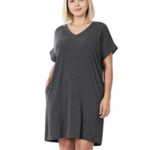 Charcoal Tee Shirt Dress (3X)